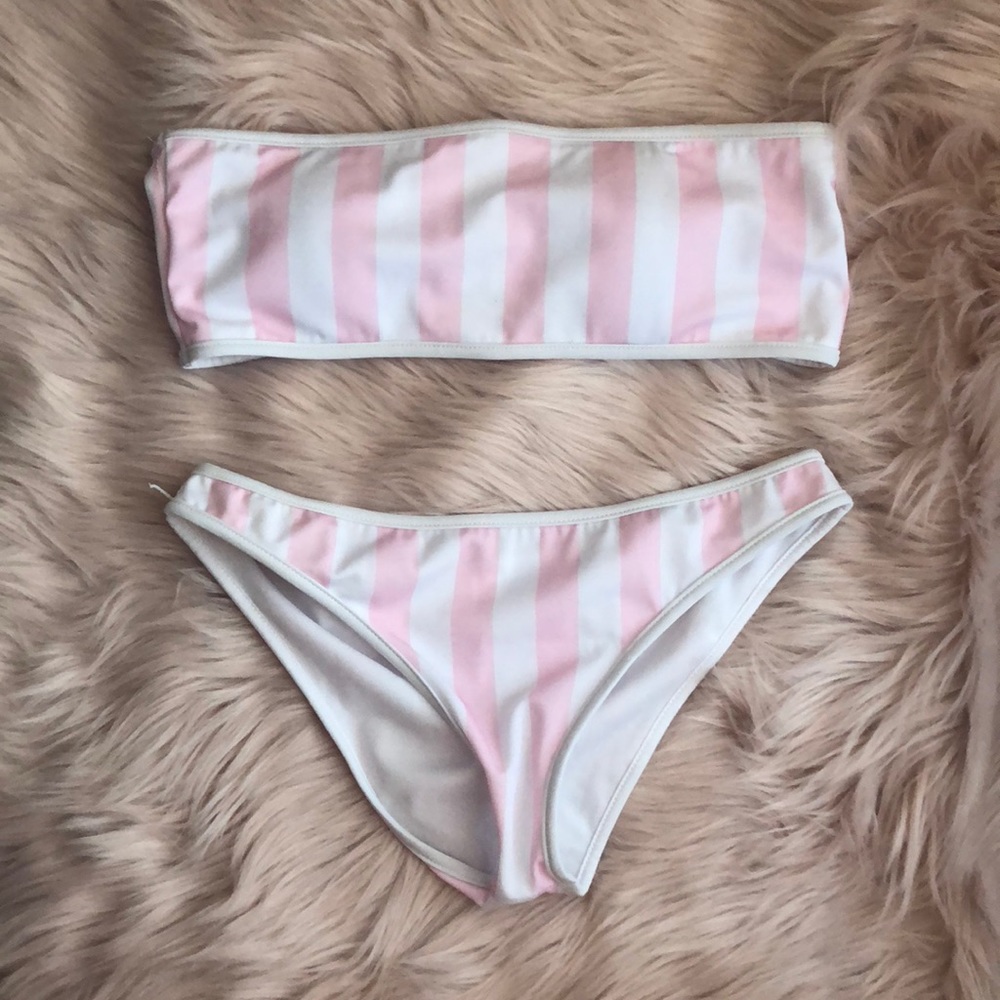 Pink and White Stripped Bikini